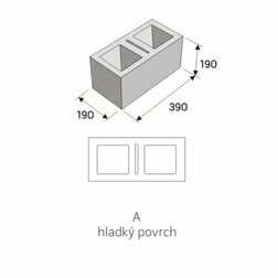 Face block /390x190x190/ hladká přírodní HX 2/19A (72ks/pal) Presbeton