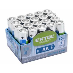 EXTOL ENERGY 42003 Baterie zink-chloridové, 2ks, 1,5V AA (R6)