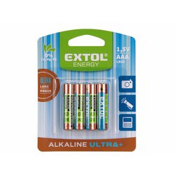EXTOL ENERGY 42010 Baterie alkalické, 4ks, 1,5V AAA (LR03)