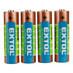 EXTOL ENERGY Baterie alkalické, 4ks, 1,5V AA (LR6)