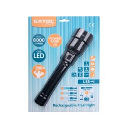 EXTOL LIGHT 43142 Svítilna 8000lm, zoom, USB nabíjení s powerbankou, 60W COB LED