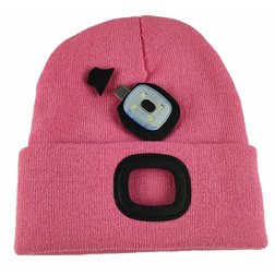 Čepice s čelovkou LED dětská růžová USB / M
