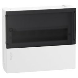 Povrchová krabička mini Pragma - 1 x 12 modulů - kouřové dveře