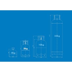LÁHEV na PB 33kg (prázdná) OPTIMA GAZ - POUŽITÁ s revizí různé druhy