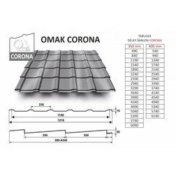 Plechová krytina Omak Corona PU Mat Granite Storm 400-1050x 0,50mm 50µm