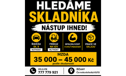 Hledáme skladníka do KMK Stavebniny a Železářství v Říčanech
