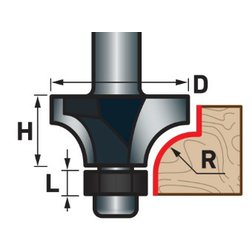 fréza zaoblovací (vydutá) do dřeva, R6,3 x D25,6 x H11