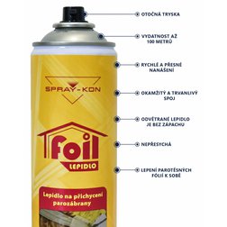 Lepidlo ve spreji SPRAY-KON Foil 500ml na přichycení parozábran