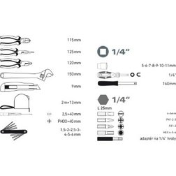 sada nářadí 35ks, 1/4"